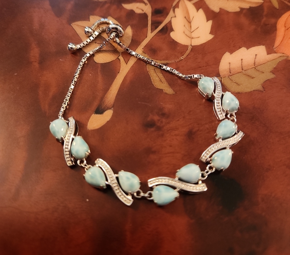 JTV Larimar Silver Adjustable Bracelet